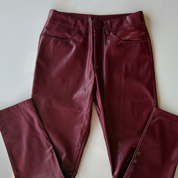 Burgundy Pleather Pants
